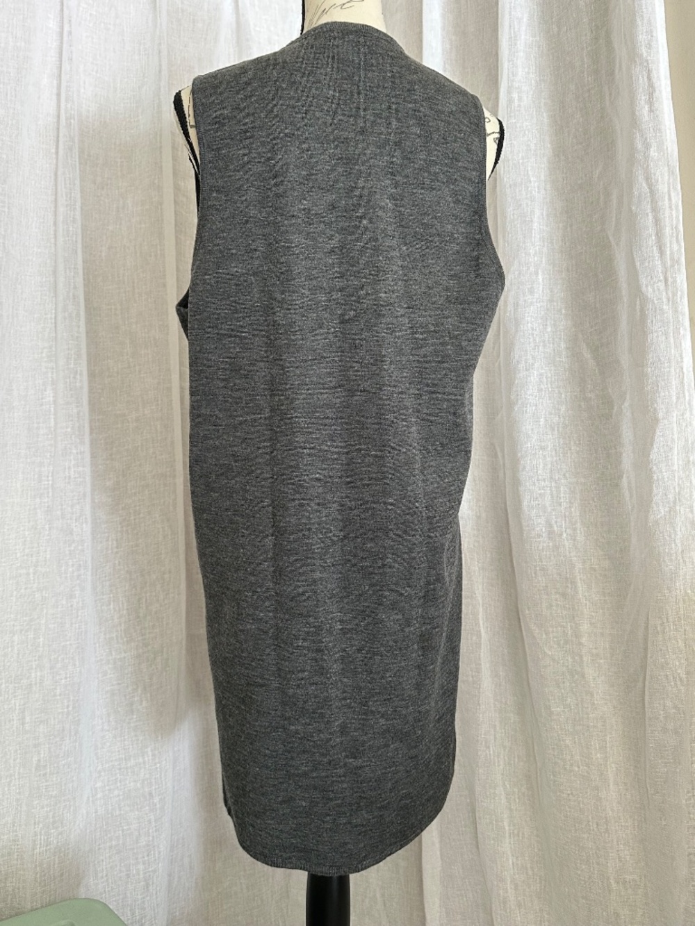 Vintage Grey 100% Merino Wool Sweater Vest Dress Valerie Stevens petite large - Picture 8 of 10
